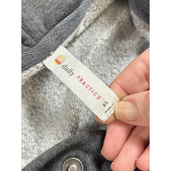 Daily Practice Anthropologie Cropped Hoodie Dark Grey XS Long Sleeve Henley - Picture 5 of 11
